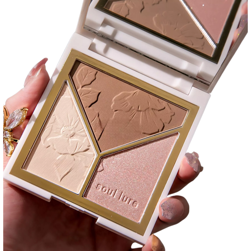 Paleta Glow Sulan - Contorno, Iluminação e Blush em Um Só Produto