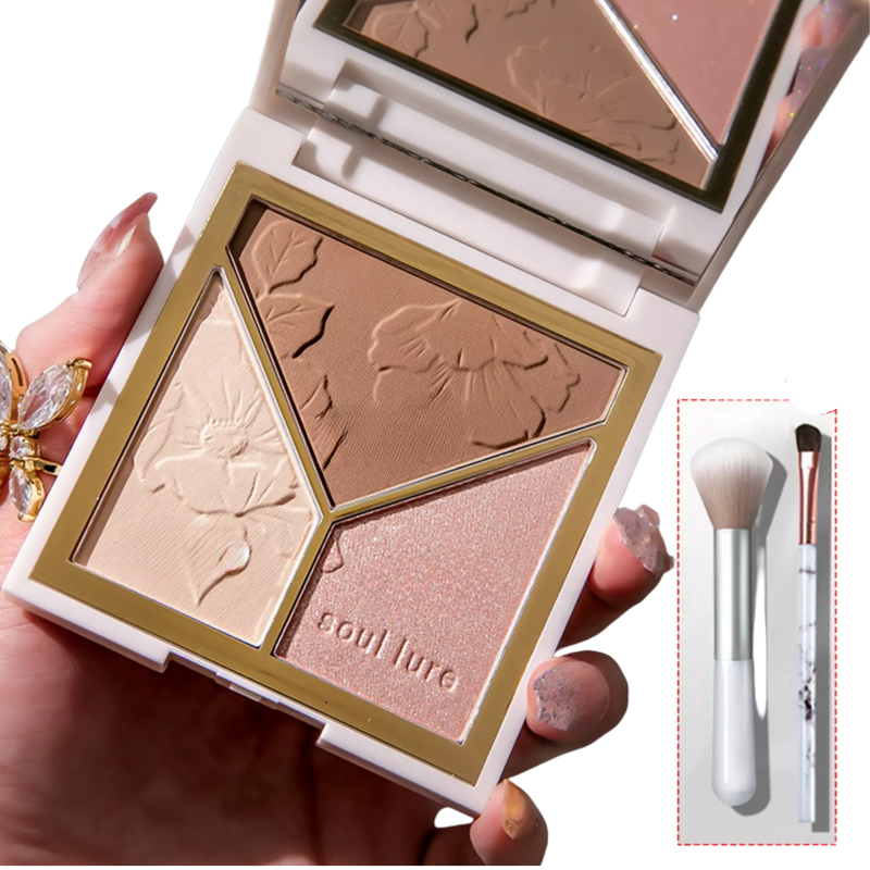 Paleta Glow Sulan - Contorno, Iluminação e Blush em Um Só Produto