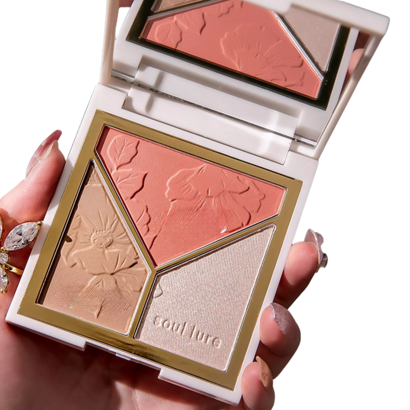 Paleta Glow Sulan - Contorno, Iluminação e Blush em Um Só Produto