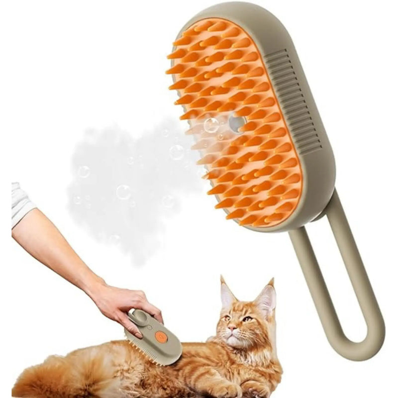 Escova Mágica 3 em 1 para Pets: Hidratação e Cuidado com Vapor  +  Essência para limpeza de pelos