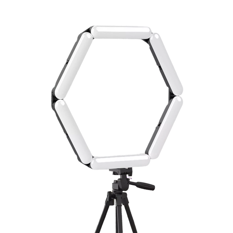 HexaLight S20 – Luz de Anel LED Ajustável com Design Hexagonal para Lives e Fotografia