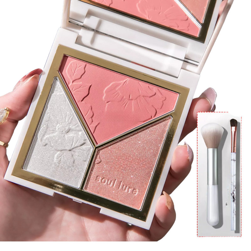 Paleta Glow Sulan - Contorno, Iluminação e Blush em Um Só Produto